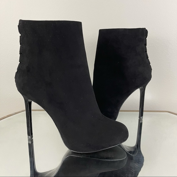 ZARA Black Faux Suede Stiletto Ankle Bootie Heels NEW - Picture 10 of 12